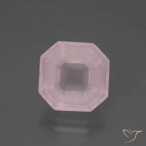 Quartz rose taille Asscher de 5,34 ct, 10,9 x 10,8 mm d'Afrique du Sud, Photo A