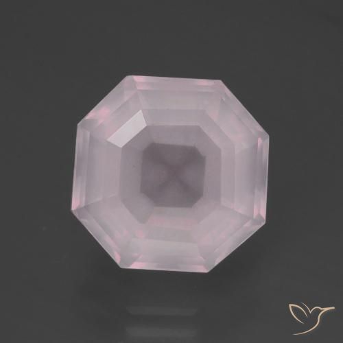 6.30ct Natural Light Pink Rose Quartz, Emerald Cut, Transparent