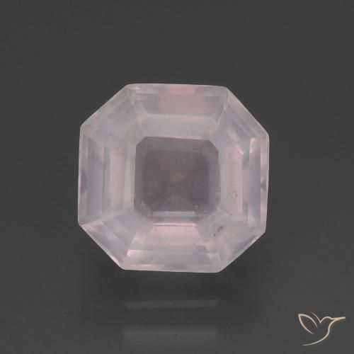 3.50ct Natural Very Light Pink Rose Quartz, Emerald Cut, Transparent