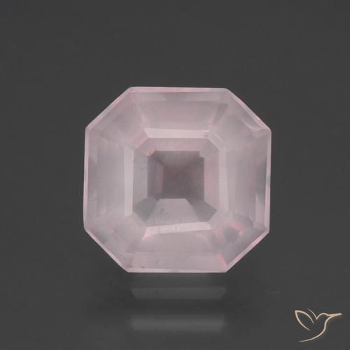 3.36ct Natural Very Light Rose Pink Rose Quartz, Emerald Cut, Transparent
