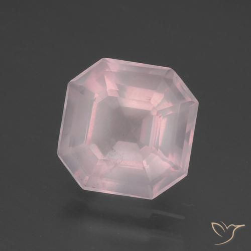 3.36 ct Pink Rose Quartz Stone, Natural Rose Quartz in Asscher Cut Shape for Sale