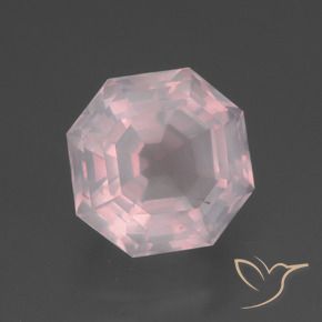 3.82 ct Pink Rose Quartz Stone, Natural Rose Quartz in Asscher Cut Shape for Sale
