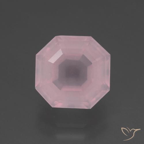 3.28ct Natural Medium Pink Rose Quartz, Emerald Cut, Transparent