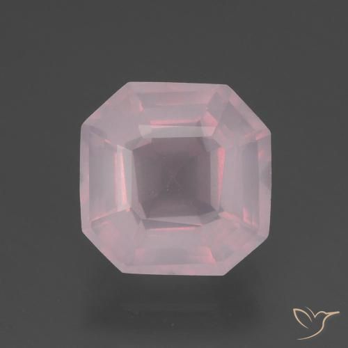 Quartz rose taille Asscher de 3,58 ct, 9,6 x 9,5 mm d'Afrique du Sud, Photo A