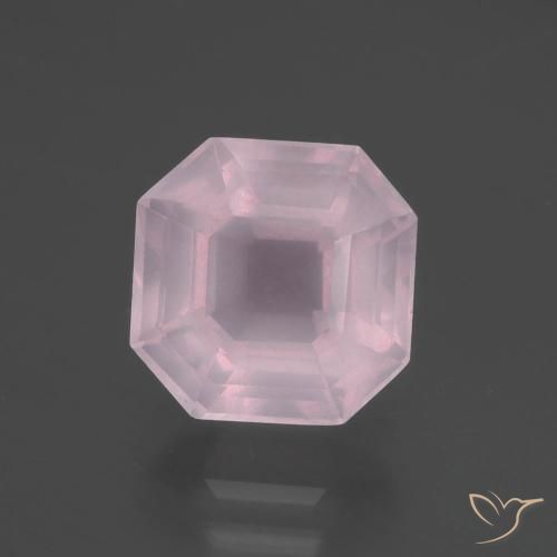 3.77 ct Asscher Cut Rose Quartz, 9.3 x 9.2 mm From South Africa, Photo A