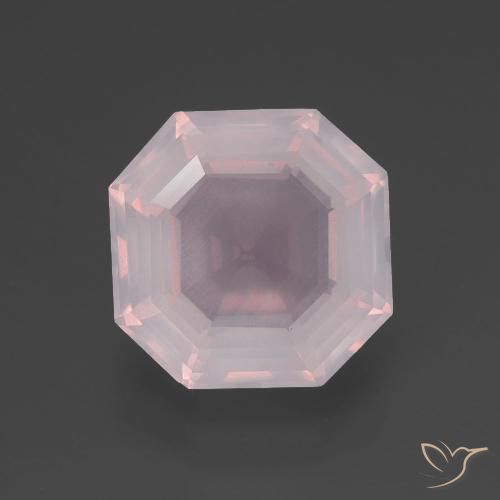 3.53ct Natural Light Peach Rose Rose Quartz, Emerald Cut, Transparent