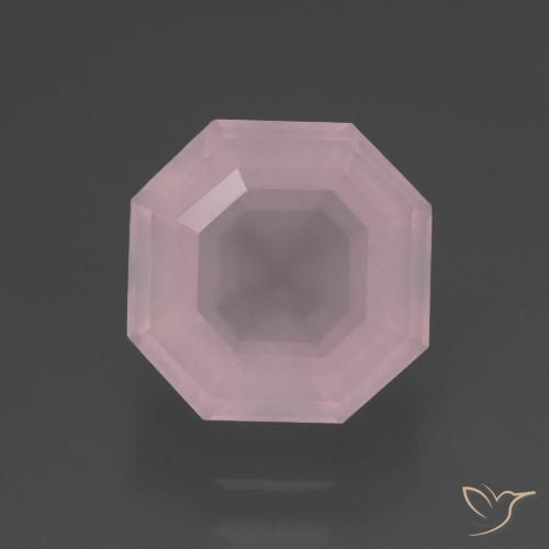 3.48ct Natural Light Rose Pink Rose Quartz, Emerald Cut, Transparent
