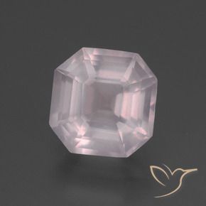 3.11 ct Pink Rose Quartz Stone, Natural Rose Quartz in Asscher Cut Shape for Sale