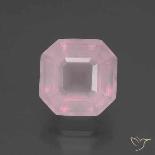 Quartz rose taille Asscher de 3,18 ct, 9 x 9 mm d'Afrique du Sud, Photo A