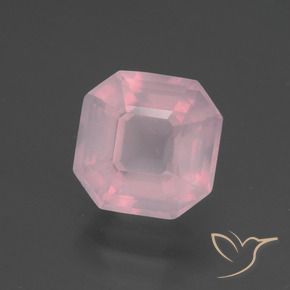 3.18 ct Pink Rose Quartz Stone, Natural Rose Quartz in Asscher Cut Shape for Sale