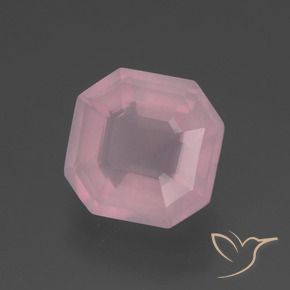 3.04 ct Pink Rose Quartz Stone, Natural Rose Quartz in Asscher Cut Shape for Sale