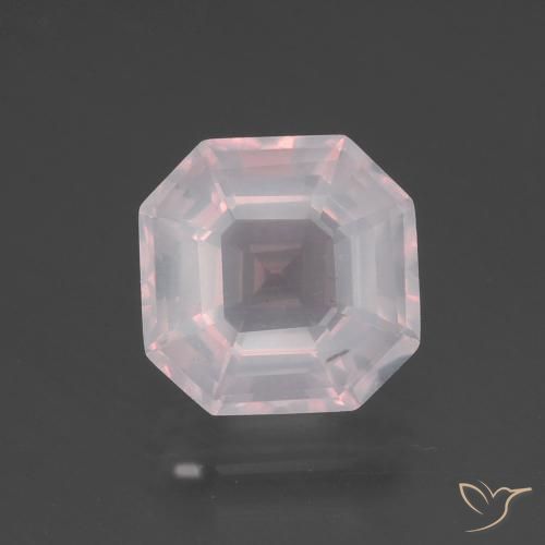 3.42ct Natural Very Light Pink Rose Quartz, Emerald Cut, Transparent
