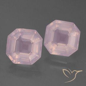 6.71 ctw Pink Rose Quartz Stones, Natural Rose Quartz in Asscher Cut Shape for Sale