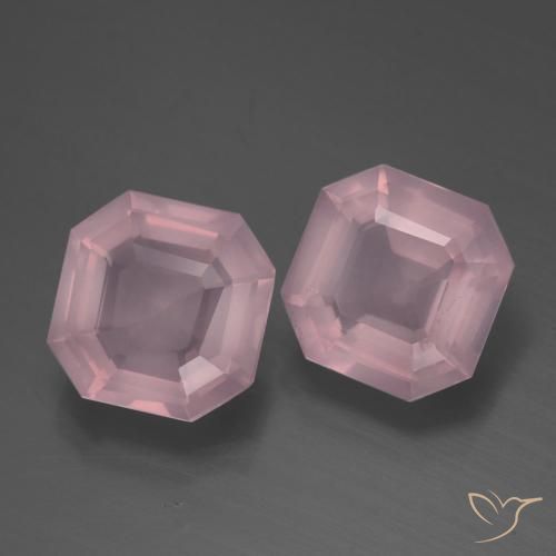 4.32 ctw Pink Rose Quartz Stones, Natural Rose Quartz in Asscher Cut Shape for Sale