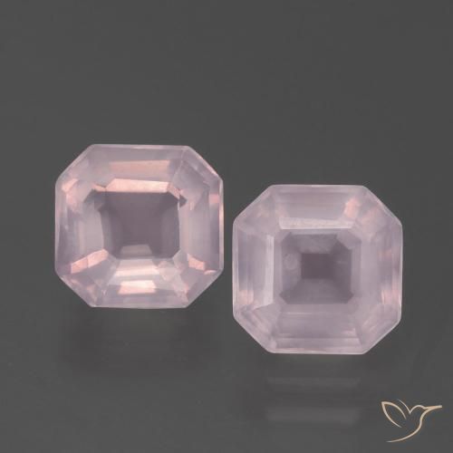 3.6 ct Asscher Cut Rose Quartz, 7.7 x 7.6 mm From South Africa, Photo A
