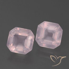 3.60 ctw Pink Rose Quartz Stones, Natural Rose Quartz in Asscher Cut Shape for Sale