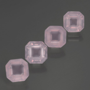 7.26 ctw Pink Rose Quartz Stones, Natural Rose Quartz in Asscher Cut Shape for Sale