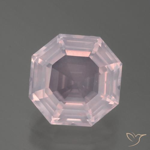 4.22 ct Pink Rose Quartz Gemstone, Rose Quartz Gem in Asscher Cut Shape for Sale.