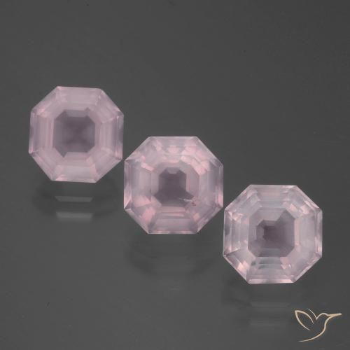 6.27ctw Natural Light Rose Pink Rose Quartz, Emerald Cut, Transparent