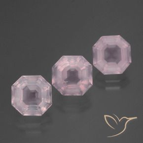 6.27 ctw Pink Rose Quartz Stones, Natural Rose Quartz in Asscher Cut Shape for Sale