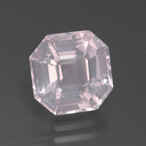 3.97 ct Pink Rose Quartz Stone, Natural Rose Quartz in Asscher Cut Shape for Sale