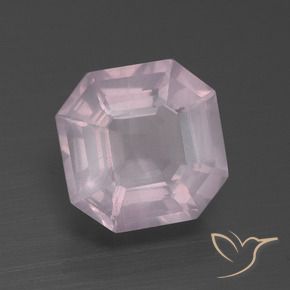 3.27 ct Pink Rose Quartz Stone, Natural Rose Quartz in Asscher Cut Shape for Sale