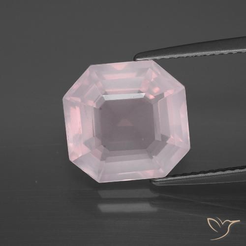 11,6 x 11,2mm octagonschliff rosa Rosenquarz aus Südafrika, Gewicht von 5,36 ct, natürlicher Edelstein in Transparent Reinheit, 1 Stück octagonschliff Rosenquarz - Farbe: Sehr helles Rosenrosa, Mohs-Härte von 7 Geeignet für den täglichen Gebrauch im Schmuck, Photo A