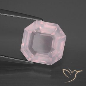 5.36 ct Pink Rose Quartz Stone, Natural Rose Quartz in Asscher Cut Shape for Sale