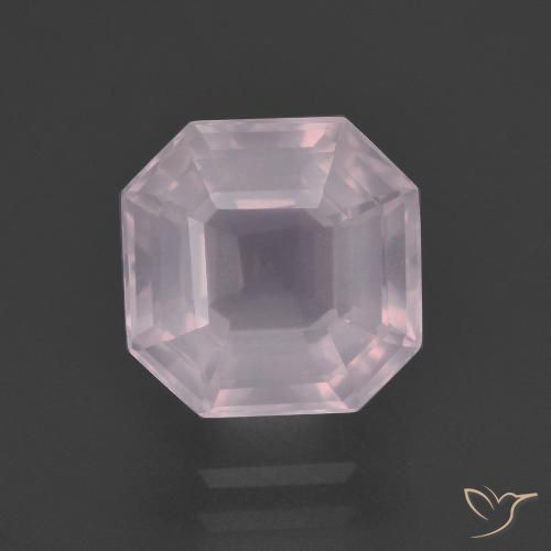 3.57ct Natural Very Light Rose Pink Rose Quartz, Emerald Cut, Transparent