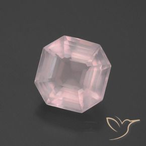 5.38 ct Pink Rose Quartz Stone, Natural Rose Quartz in Asscher Cut Shape for Sale