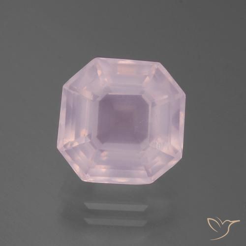 5.41ct Natural Light Cherry Pink Rose Quartz, Emerald Cut, Transparent