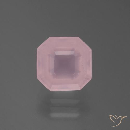 3.50ct Natural Medium Rose Pink Rose Quartz, Emerald Cut, Transparent