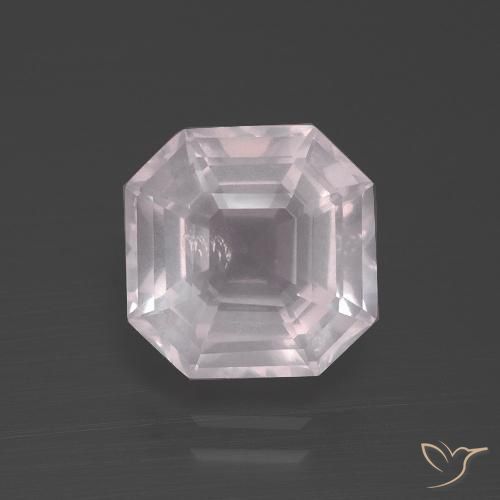 3.70ct Natural Very Light Rose Pink Rose Quartz, Emerald Cut, Transparent