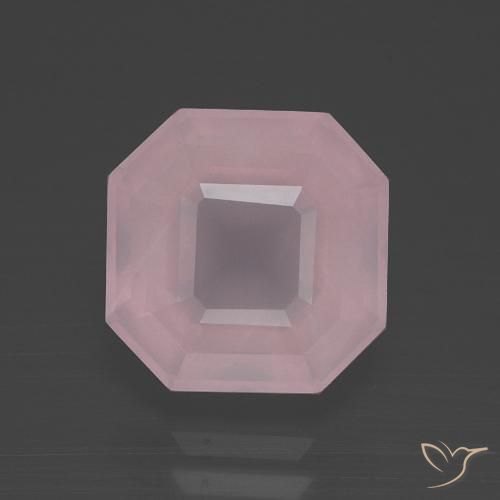 3.91 ct Asscher Cut Rose Quartz, 9.6 x 9.5 mm From South Africa, Photo A