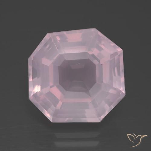 13,9 x 13,6mm octagonschliff rosa Rosenquarz aus Südafrika, Gewicht von 10,19 ct, natürlicher Edelstein in Transparent Reinheit, 1 Stück octagonschliff Rosenquarz - Farbe: Kaugummi Rosa, Mohs-Härte von 7 Geeignet für den täglichen Gebrauch im Schmuck, Photo A