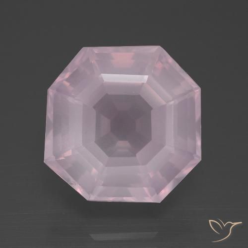 10.56ct Natural Bubblegum Pink Rose Quartz, Emerald Cut, Transparent