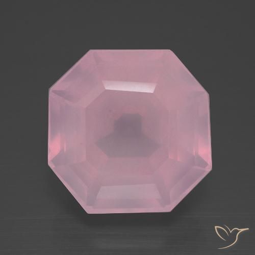 11.28ct Natural Medium Rose Pink Rose Quartz, Emerald Cut, Transparent