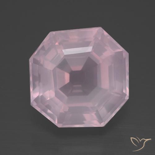11.30ct Natural Bubblegum Pink Rose Quartz, Emerald Cut, Transparent