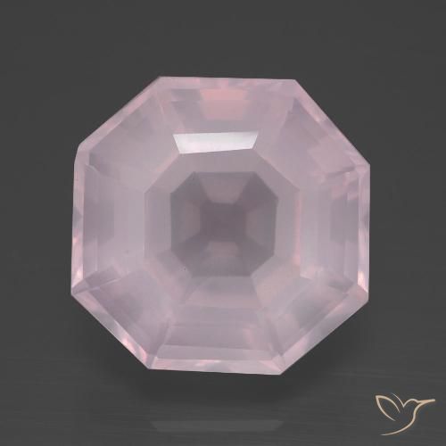 12.21ct Natural Light Pink Rose Quartz, Emerald Cut, Transparent