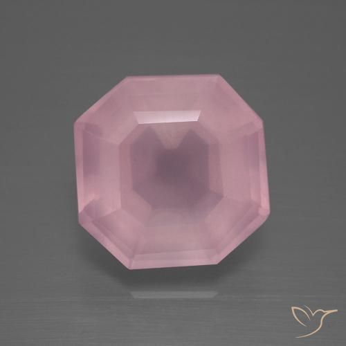 9.63ct Natural Medium Rose Pink Rose Quartz, Emerald Cut, Transparent