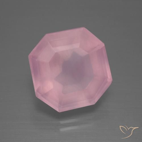 9.63 ct Pink Rose Quartz Stone, Natural Rose Quartz in Asscher Cut Shape for Sale