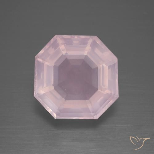 8.93ct Natural Light Pink Rose Quartz, Emerald Cut, Transparent