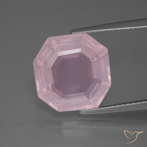 7.71ct Natural Light Pink Rose Quartz, Emerald Cut, Transparent