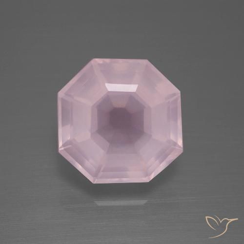 7.53ct Natural Light Pink Rose Quartz, Emerald Cut, Transparent