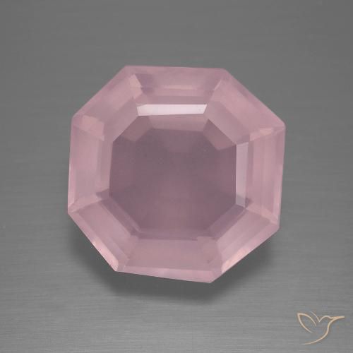 10.65ct Natural Medium Pink Rose Quartz, Emerald Cut, Transparent