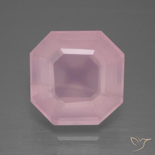14,9 x 14,7mm rosa Rosenquarz im Asscher Schliff aus Südafrika, Gewicht 12,72 ct, Garantiert echter Edelstein in Transparent Reinheit, 1 Stück Rosenquarz - die Farbe ist Mittelrosa Rosa, Mohs-Härte von 7 Geeignet für den täglichen Gebrauch im Schmuck, Photo A