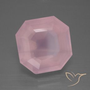 12.72 ct Pink Rose Quartz Stone, Natural Rose Quartz in Asscher Cut Shape for Sale