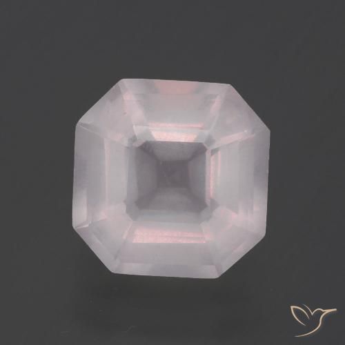 2.99ct Natural Very Light Pink Rose Quartz, Emerald Cut, Transparent