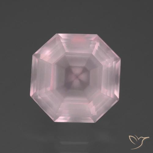 6.19ct Natural Light Rose Pink Rose Quartz, Emerald Cut, Transparent