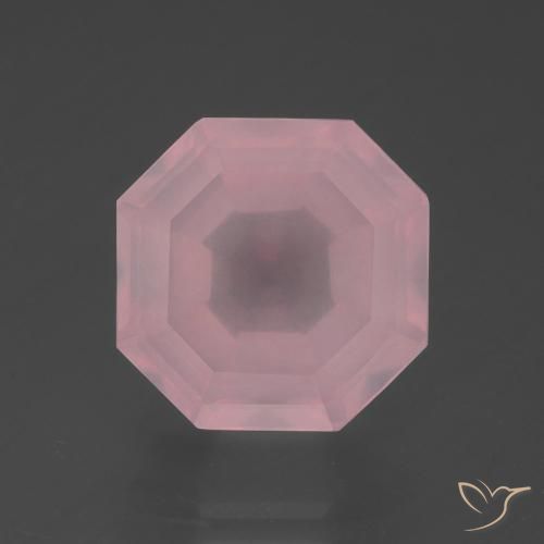 6.17ct Natural Medium Pink Rose Quartz, Emerald Cut, Transparent